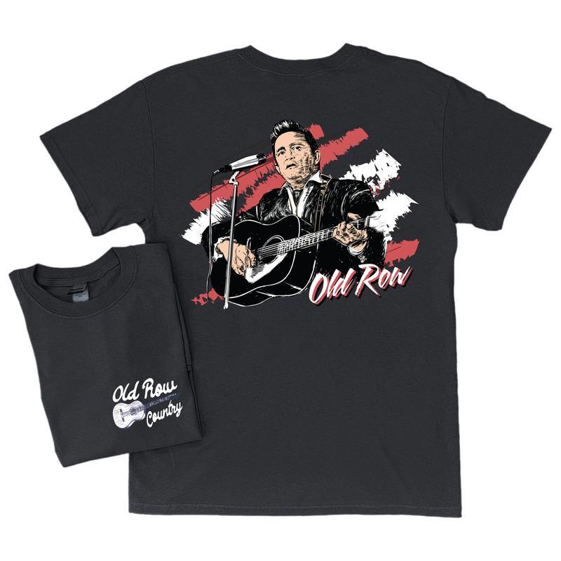 Old Row Johnny Cash T-Shirt, Graphic Tee, Vintage Graphic Tee, Shirt for Men, Women, Menswear Top Round Neck Human Casual