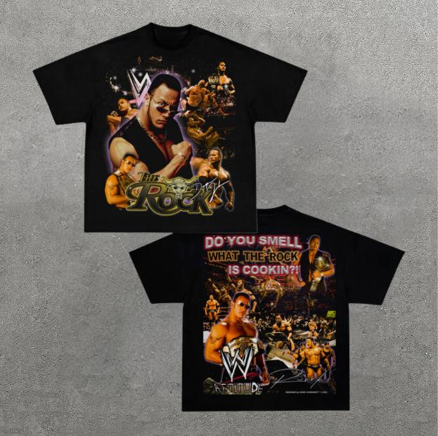 VINTAGE TEE  THE ROCK, Double Sided Prints Vintage T-Shirt, Wrestler Shirt, WWE Shirt, Y2k Shirt, Vintage Graphic Tee, Unisex T-Shirt, Gift For Him, A