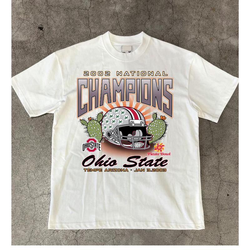 NCAA National Champions Ohio Stare Buckeyes T-Shirt Cotton Short-sleeve Retro Streetwear Tshirt Menswear Top