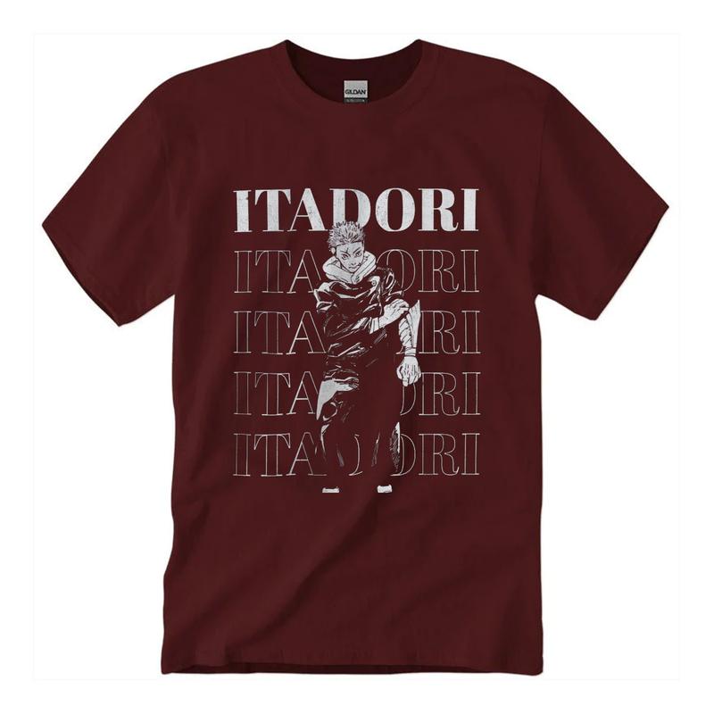 Yuji Itadori Jujutsu Kaisen T-Shirt, Vintage Streetwear T-Shirt Unisex Classic Collar