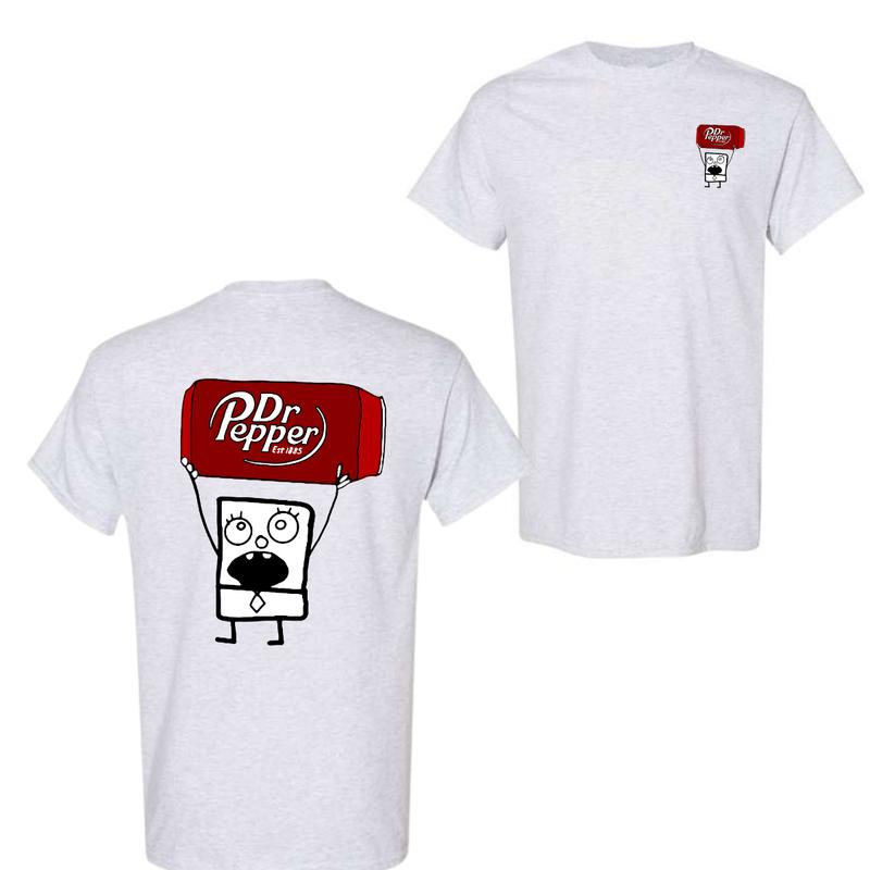Dr Pepper Doodlebob T-shirt, Doodlebob Shirt, Dr Pepper Shirt, Double Sided Graphic Printed Unisex Classic Comfort Cotton T-Shirts in all Sizes all Co
