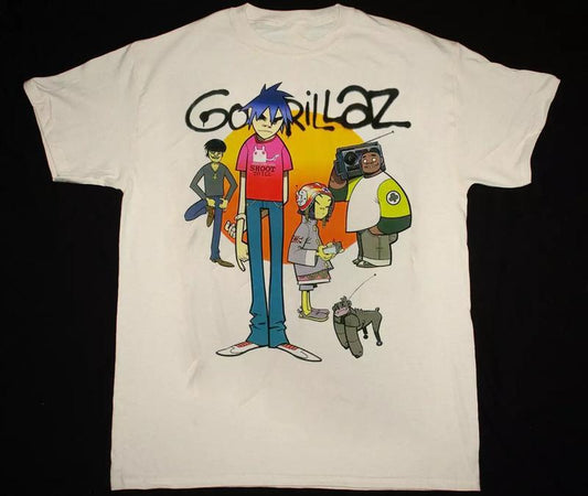 Vintage Gorillaz Cotton White Men T Shirt Short Sleeve T-shirt All Size