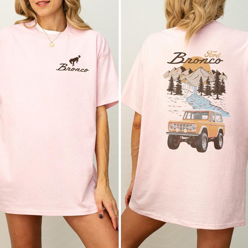 Vintage Ford Bronco T-Shirt, The Car National Park Graphic 2-Sided Shirt, Comfy Clothing, Cotton Fabric Tshirt, Printed Women's Top, Casual Womenswear