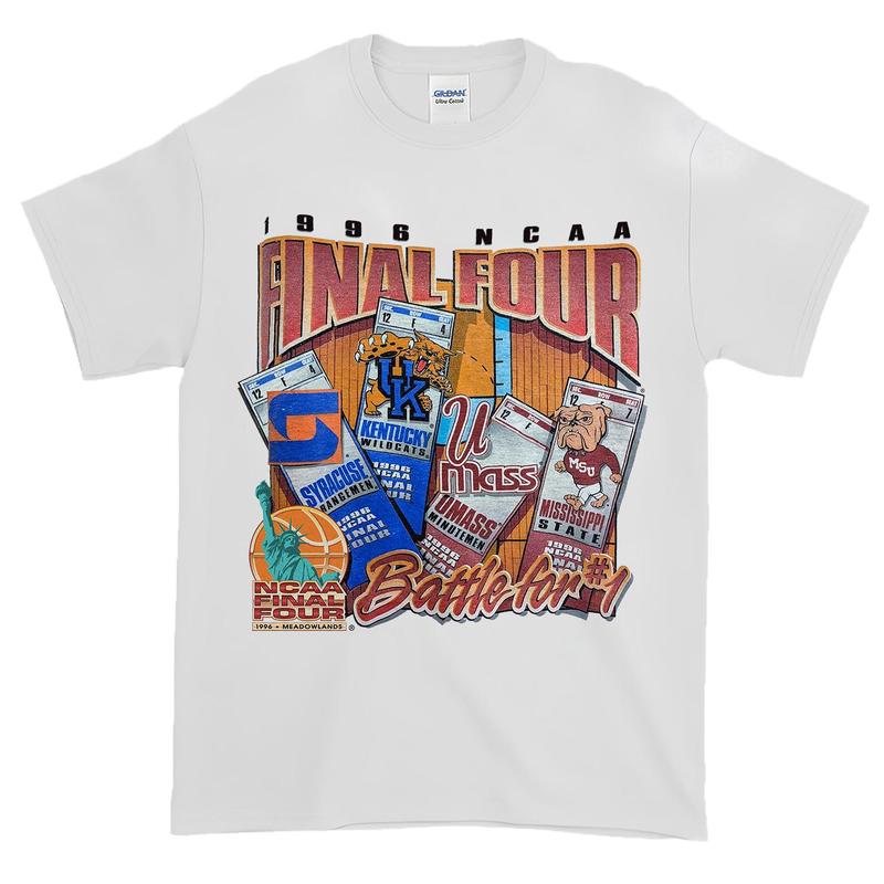 1996 NCAA Final Four SYRACUSE, KENTUCKY WILDCATS, UMASS, MISSISSIPPI STATE Champions T-shirt, Battle for #1 T-shirt Cotton
