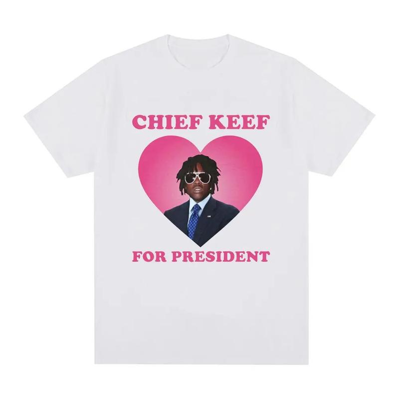 Rapper Chief Keef for President T Shirt Men Fashion Casual Short Sleeve T-shirt Aesthetic Vintage T-shirts Streetwear