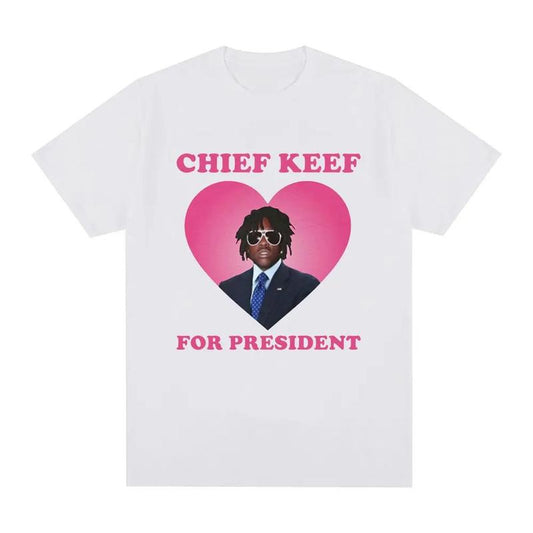 Rapper Chief Keef for President T Shirt Men Fashion Casual Short Sleeve T-shirt Aesthetic Vintage T-shirts Streetwear