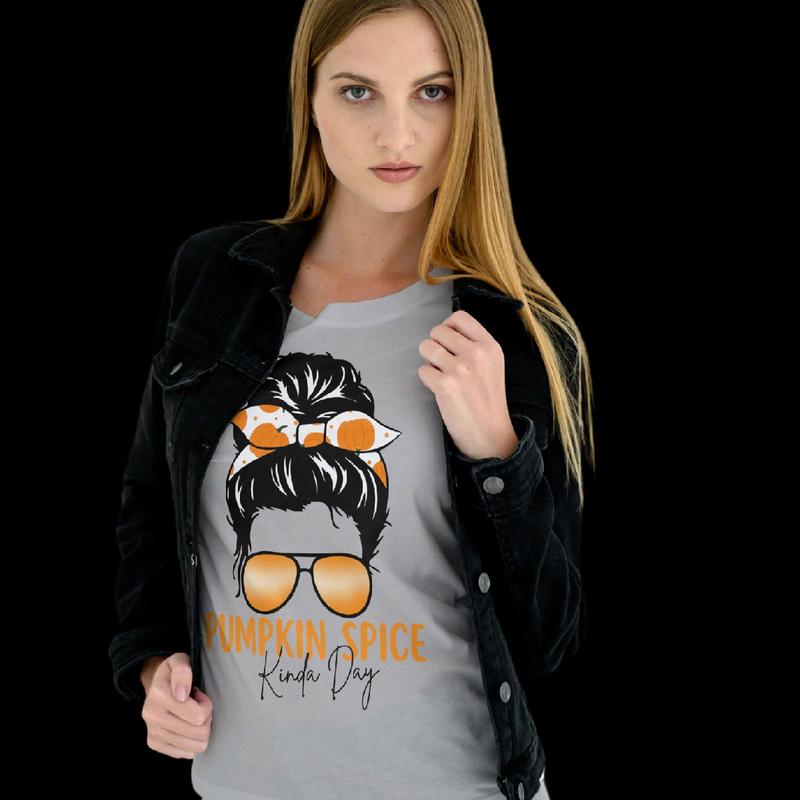 Pumpkin Spice Kinda Day Women's T-Shirt for Casual Style - Top, Womenswear Everyday Clothing Comfortable, Crewneck