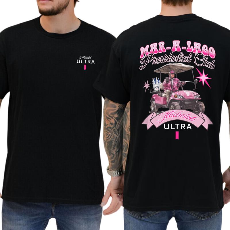 Funny Golf Club Michelob Ultra Beer Pink Printed Graphic Tshirt, Drink Shirt, Drinking T-shirt, Golf Tee, Gift For Men, Love, Athletic, Casual Menswea