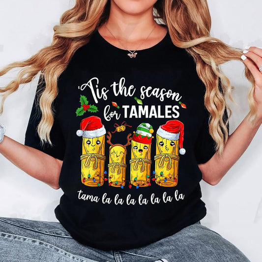 Tis The Season For Tamales Mexican Christmas Santa Hat T-Shirt Sweater Hoodie