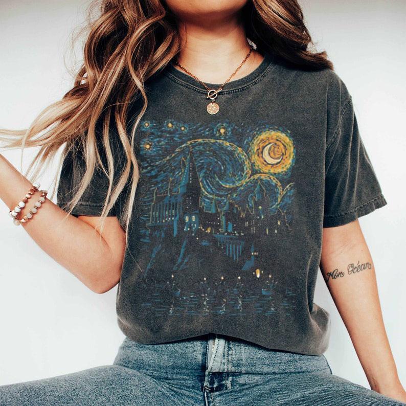 Harry Potter Vincent Van Goghâ€™s Starry Night inspired Hogwarts T-Shirt