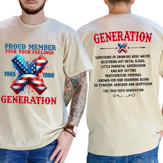 Casual, Generation X T-shirt Proud Member FY Feeling 1965, Full Color, For Men , Gift For men, Casual