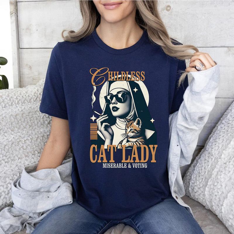 Childless Cat Lady Shirt, Cute Funny Cat Tshirt, Childless Cat Lady, President Harris Tee, Vintage Shirt Top Womenswear