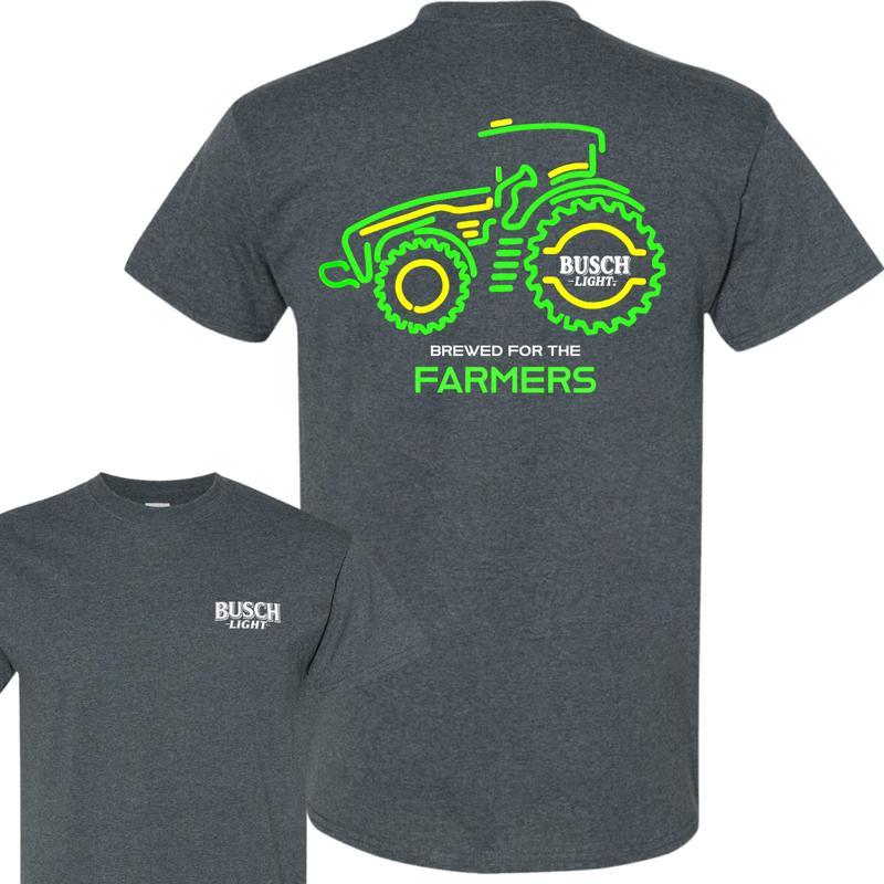 Busch Light Farmers Tractor 2-sided T-shirt, Busch Light T shirt Full Color For Men And Women, Busch Light Beer Tshirt, Casual Graphic Round Neck T-sh