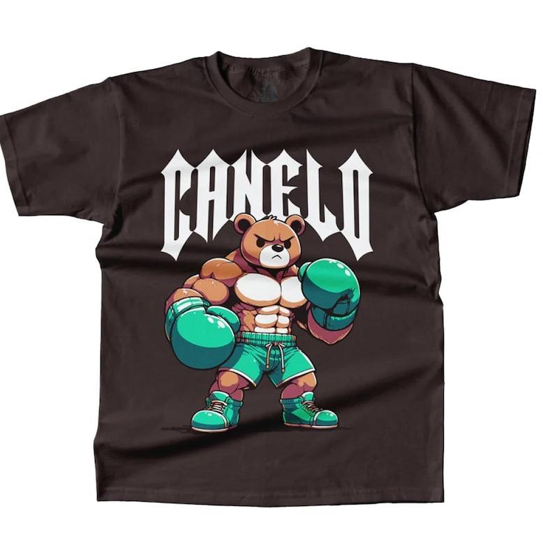 Canelo Tedy Bear Shirt, Saul Canelo Alvarez Boxing Bear Short Sleeve T-Shirt All Sizes Classic Cotton Fabric Menswear