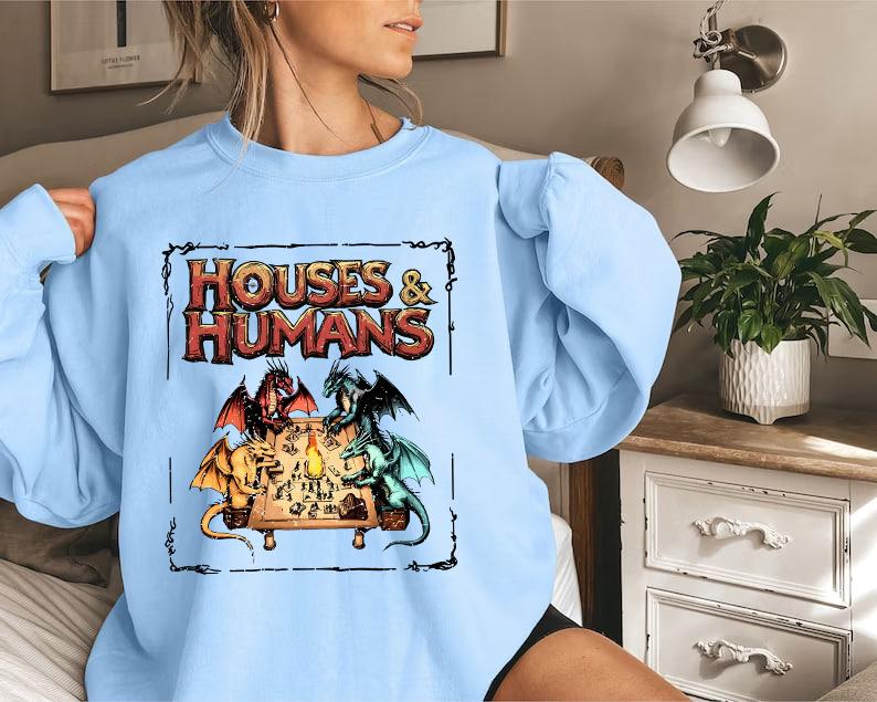 Houses and Humans D&D Shirt, Dungeons and Dragons Gift Tee for Men Women, Vintage Retro 90s Joke D and D T-shirt, Dungeon Master Shirt,  Dnd Houses An