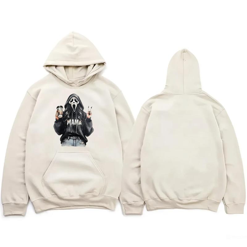 Ghostface Mama Coffee Halloween T-shirt, Cool Mom Crewneck Sweatshirt, Cute Coffee Mama hoodie, Funny Gift For Mom, Graphic Design