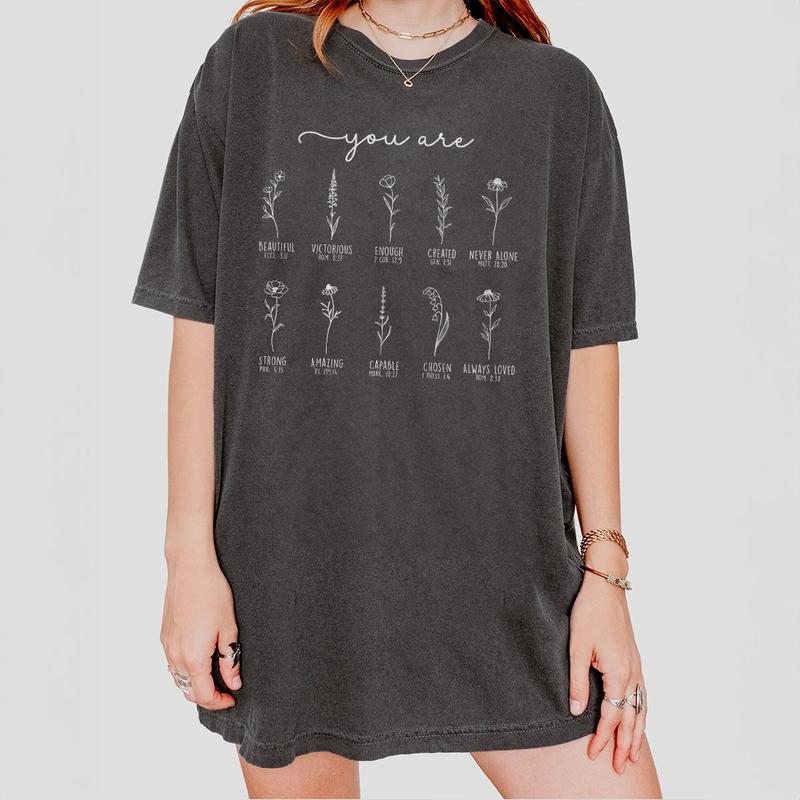 You Are Bible Verse Shirts, Inspiration Bible T-Shirt, Wild flower Christian Shirt, Retro Christian Tee, Christian Gifts For Women, Christian Shirts F