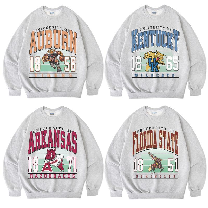 Retro NCAA All University Football Sweatshirt, Sport Crewneck for Mens, for Womens, Ash Color Fall Sweaters