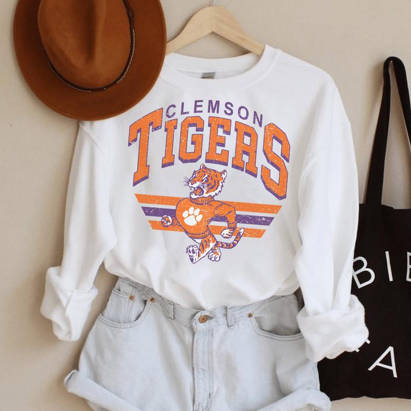 41. Clemson Tigers Vintage NCAA Football Sweatshirt, Sports Team Apparel, Classic Hoodie for Fans and Enthusiasts
