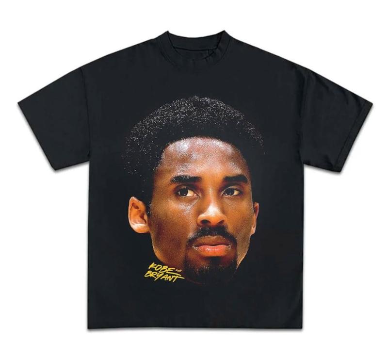 Kobe Bryant Big Head Basketball Graphic Sports Casual Crewneck T-Shirt