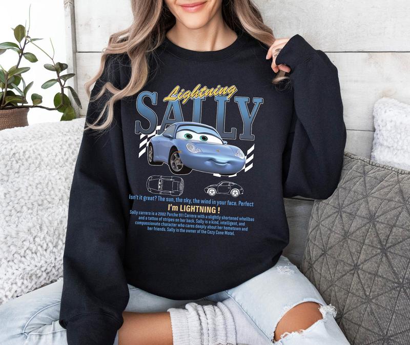 Vintage 2 Sided Lightning Sall.y Shirts, Cartoon Car Lovers Sweatshirt Gifts for Girlfriend
