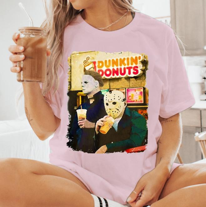 Funny Halloween Tee Jas0n And Michael Shirt Jas0n V00rhees T-Shirt Women & men T-Shirt  Cotton Unisex Comfort Fabric Comfortable Top