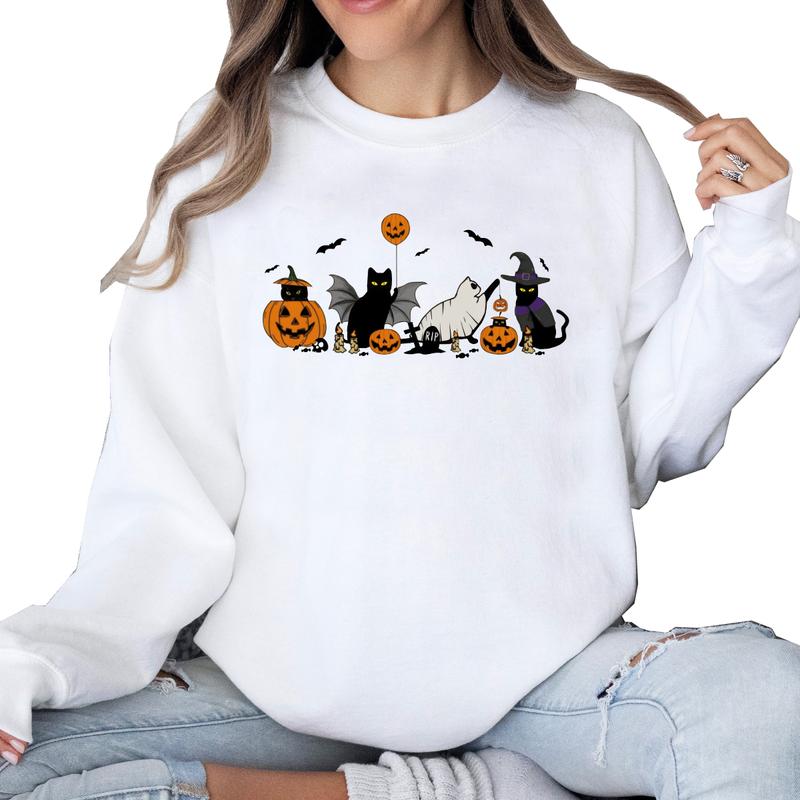Halloween Cats Sweater - Cute Cat Halloween, Perfect for Pet Lovers Sweatshirt Unisex
