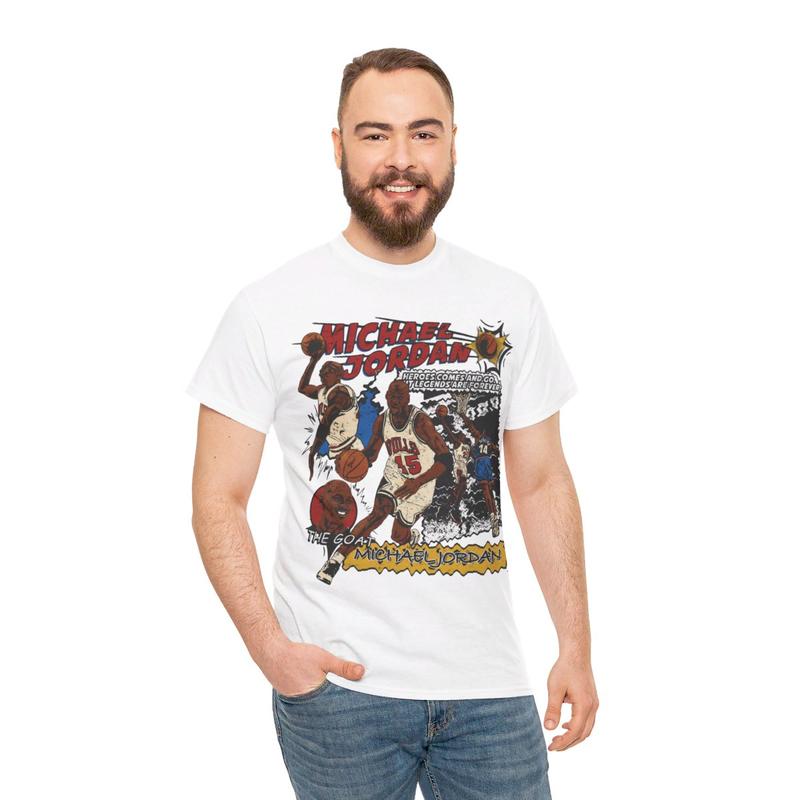 Michael Jordan Vintage 90s Streetwear Graphic Tee Animated Basketball Print Casual Classic Cotton Menswear Retro Shirt T-Shirt Top Comfy