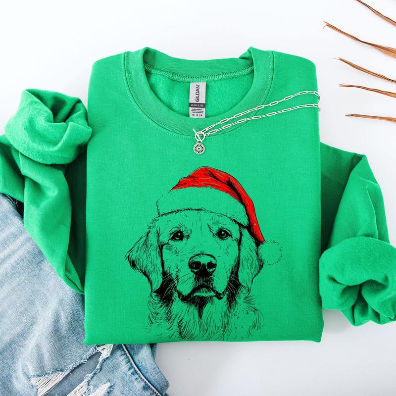 Golden Retriever, Santa, Dog, Christmas, Dog Lover, Pet Sweatshirt, Crew Neck, Women's, Crewneck