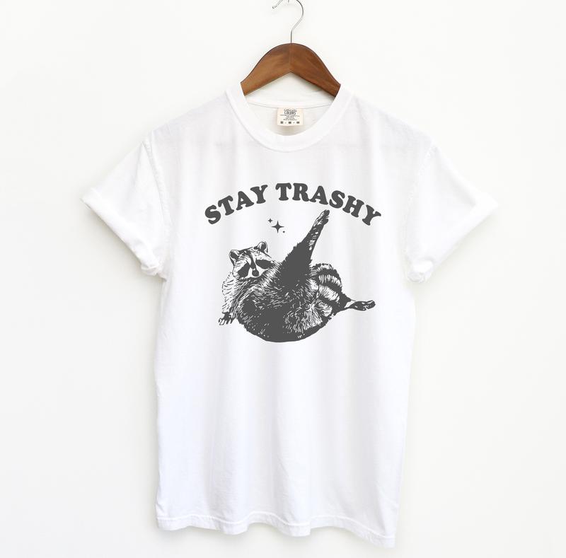 Stay Trashy Raccoon T Shirt, Cool T Shirt, TIktok Shirts