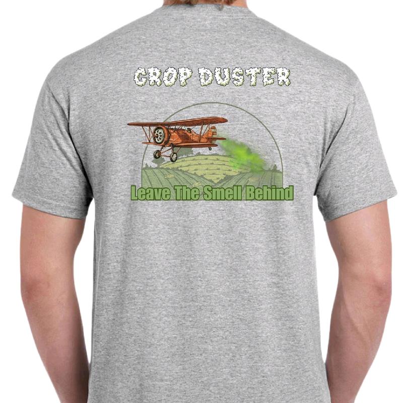 Mens T-Shirt Crop Duster - Leave the smell behind Funny Meme Shirt - Sport, Menswear Crewneck Casual Shortsleeve