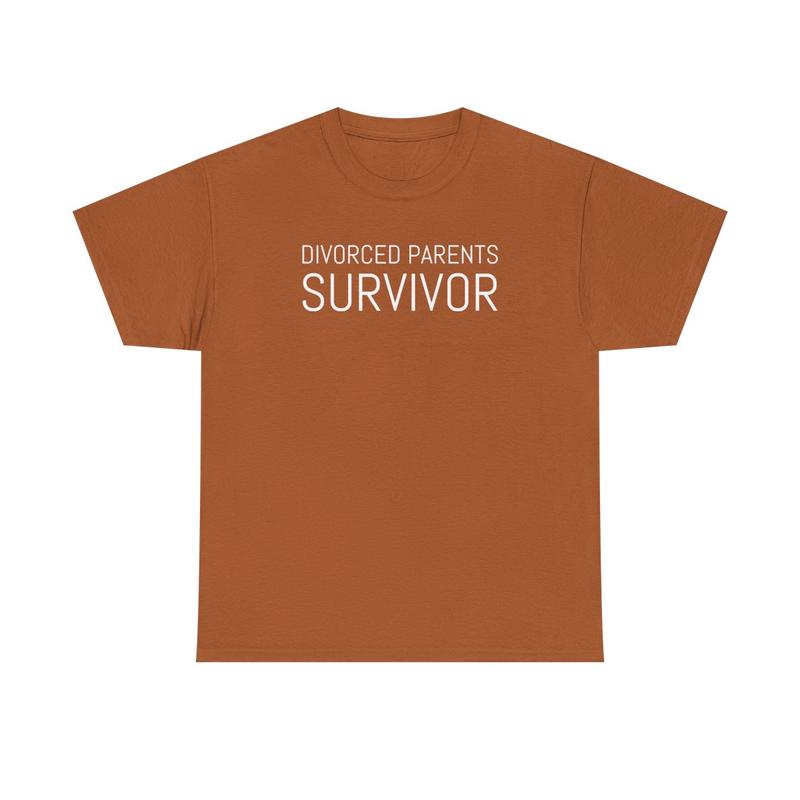 Divorced Parents Survivor Unisex Heavy Cotton Tee - Funny Shirt - Family Shirt - Mom - Dad - Parents - Joke Shirt - Gift for Men and Women