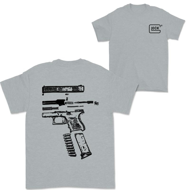 In Glock We Trust Men's Wear Tee, Featuring Black and White Designs for Both Hoodies and T-shirts