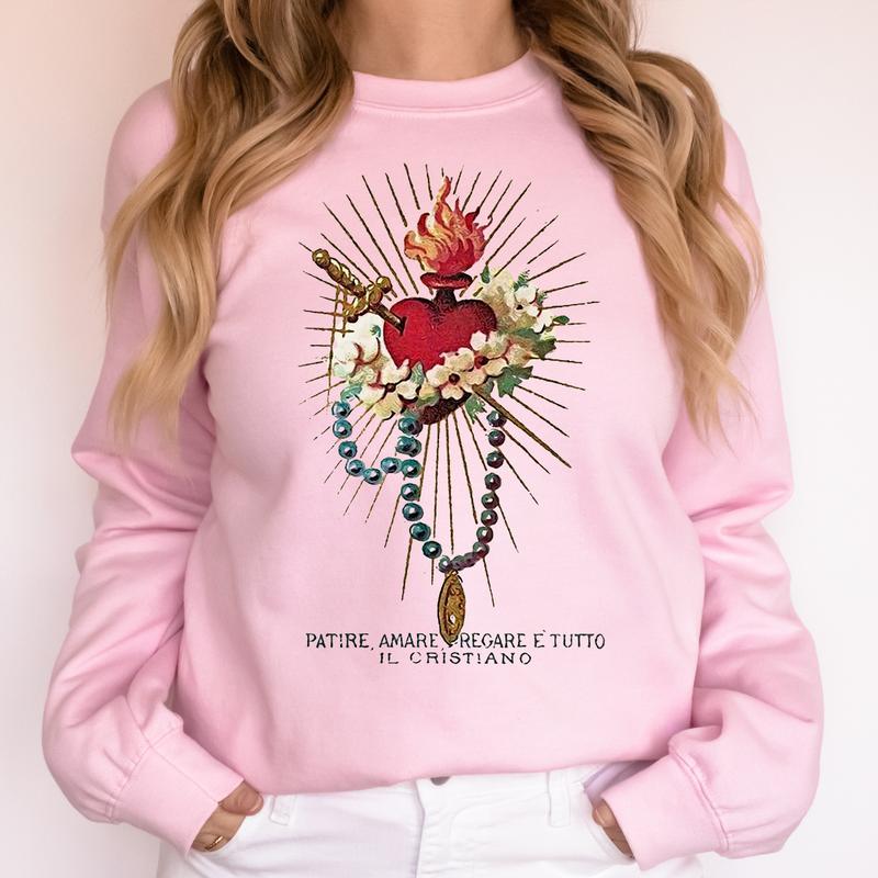 Sacred Heart - Shirt or Sweatshirt, Blessed Heart, Pink Sweatshirt