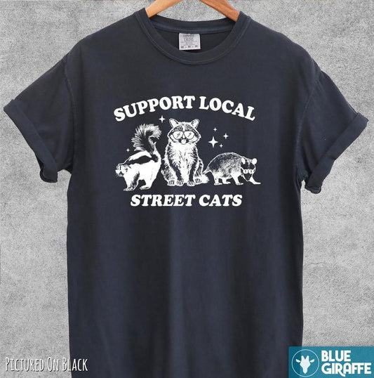 Support Local Street Cats T-shirt, Retro Comfort Colors T-Shirt, gift for her