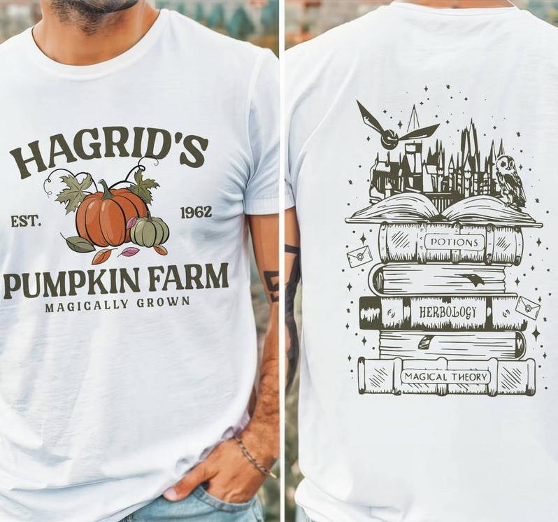 Hagrid's Pumpkin Farm 2side Shirt - Sweatshirt - Hoodie, HP Fan Gift, Potterhead Gift, Magical Wizard Pumpkin Shirt, Est 1962, Halloween Sweatshirt Ho