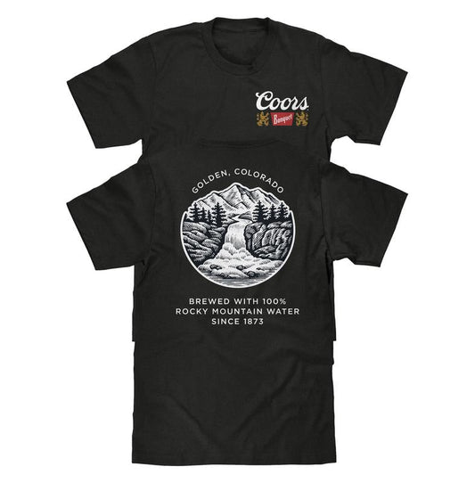 Coors Banquet Golden Colorado Left Chest Front and Back Beer T-Shirt Shirt - Vintage Black