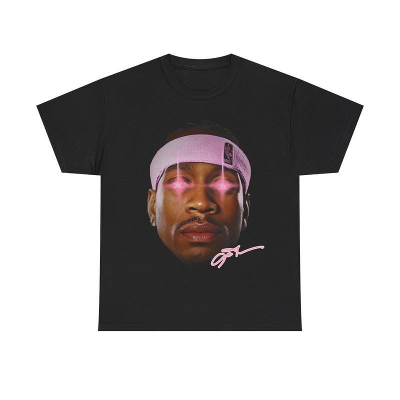 Retro Pink Laser Allenn Iversonn Inspired Vintage Graphic T-shirt Heavy Cotton Tee Basketball Sreetwear 90s Styled Ai Shirt Hiphop Vibes Y2K Aesthetic