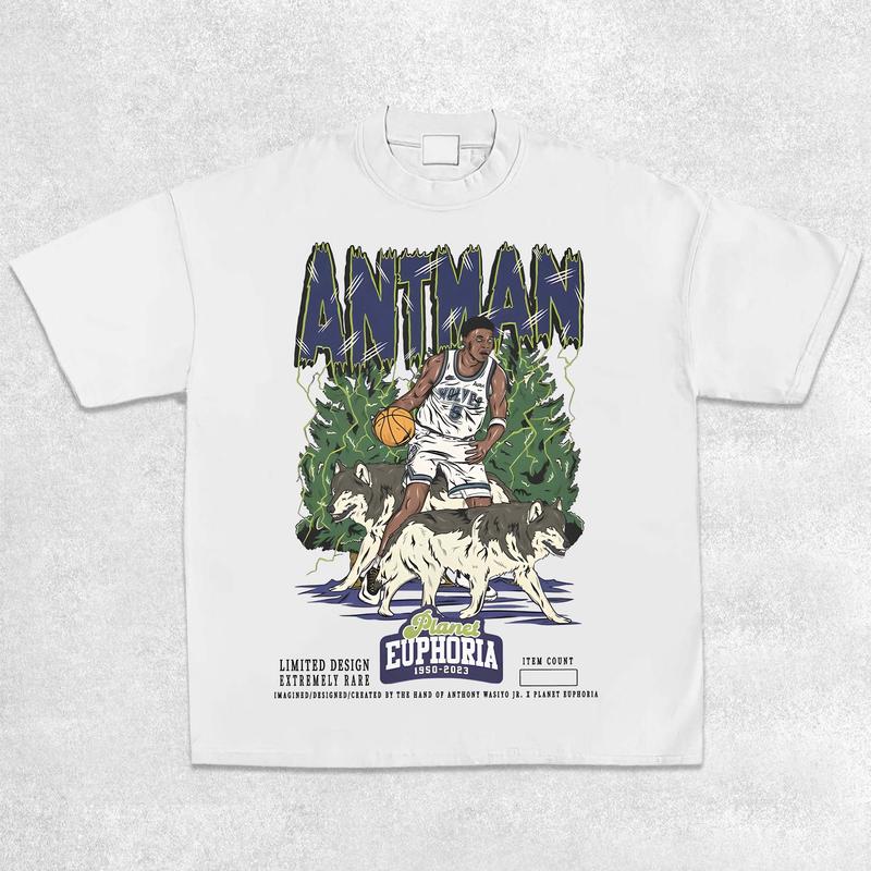 PE Anthony Edwards Planet Euphoria Shirt, Hiphop Retro Vintage 90s Graphic Basketball Shirt, Basketball Fan Crewneck Cotton Clothing Menswear