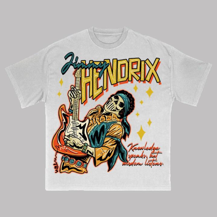 Skull Jimmy Hendrix T-Shirt, Jimmy Hendrix Vintage Graphic Tees, Unisex Guitarist Shirt Menswear Womenswear Streetwear