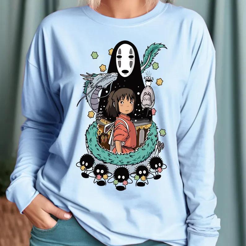 Spirited Away Studio Ghibli Sweatshirt, Ghibli Totoro Sweatshirt Gift, Ghibli No Face Hoodie, Hayao Miyazaki, Howl's Moving Castle, Calcifer