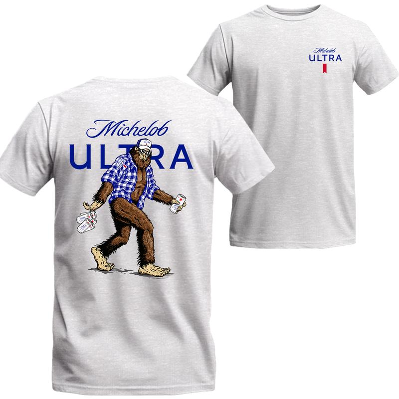 Bigfoot Michelob Ultra T-shirt, 2 Sided Graphic Michelob Shirt, Menswear Top Underwear Tshirt Streetwear