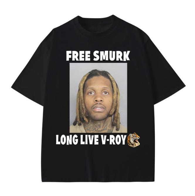 Free Smurk Long Live V Roy Lil Durk Mugshot tee Cotton Menswear