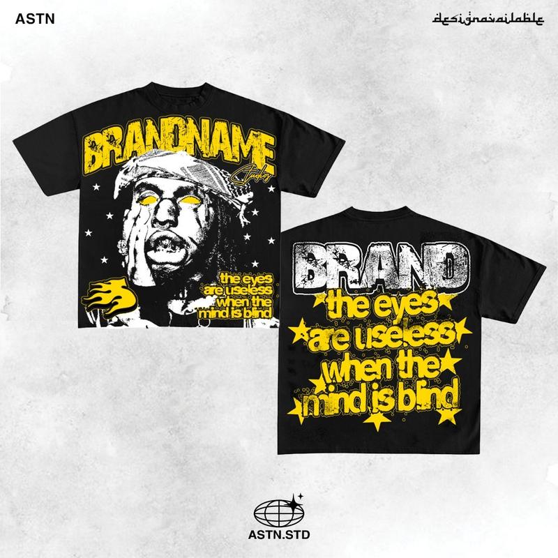 Y2K Graphic Blind Mind Personalize Printed Tshirt Casual Cotton Menswear T-Shirt