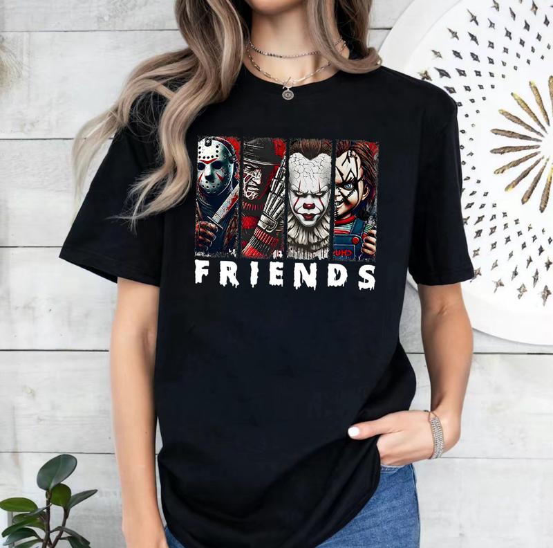 Horror Characters Friends Shirt, Halloween 2024 Shirt Unisex