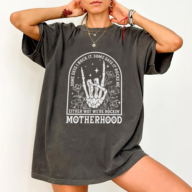 Motherhood Shirt, Some Day I Rock It Tee, Cool Mama Graphic Printed Short Sleeve Tee Shirt, Cool Mom Soft Fabric Comforts Shirts, Women's Tops, Womens