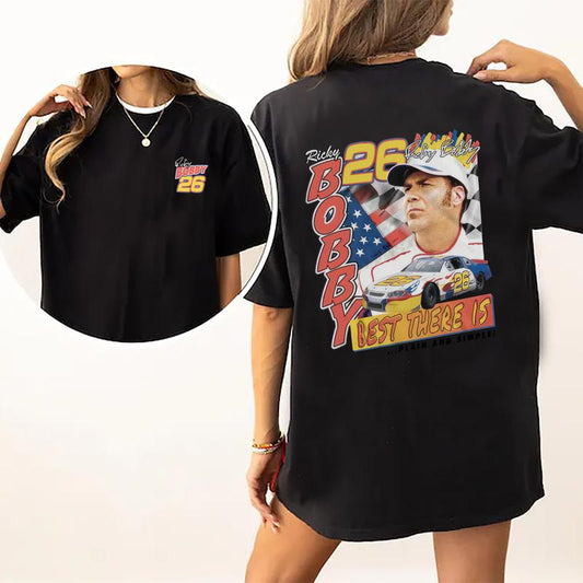 Vintage Talladega Nights Graphic 2-Sided Shirt, Comfort Clothing, Soft Cotton Fabric Tshirt, Printed Women's Tops, Casual Womenswear