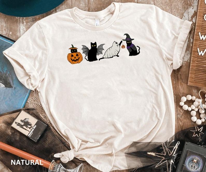 Cat halloween sweatshirt, ghost cat shirt, Halloween Sweater, Halloween Cat Shirt, Cat Lover Shirt, Black Cat Shirt, Spooky Season