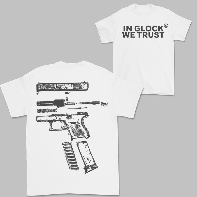 In Glock We Trust Double-Sided Black Design Shirt - Full Color Edition Menswear Top