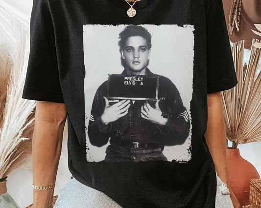 Elvis Presley T-Shirts Mugshot Music Rock And Roll King Shirt Unisex T-Shirt, Gift For Mother's Day 2024